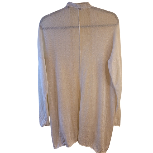 Faherty ivory linen long cardigan sweater- S.            D58 - Picture 5 of 6